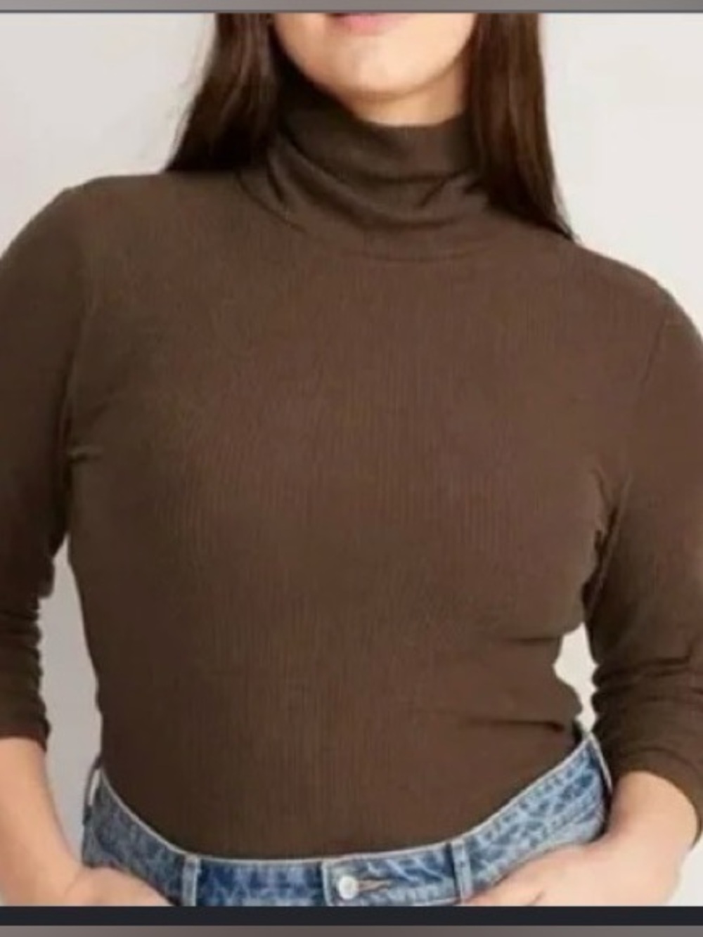 Old Navy Women's Brown Perfect Fit Stretch Turtleneck Cotton Sweater Small